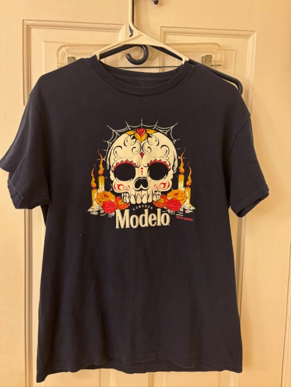 ModelCo  Tee with Sugar Skull and Candle Graphic